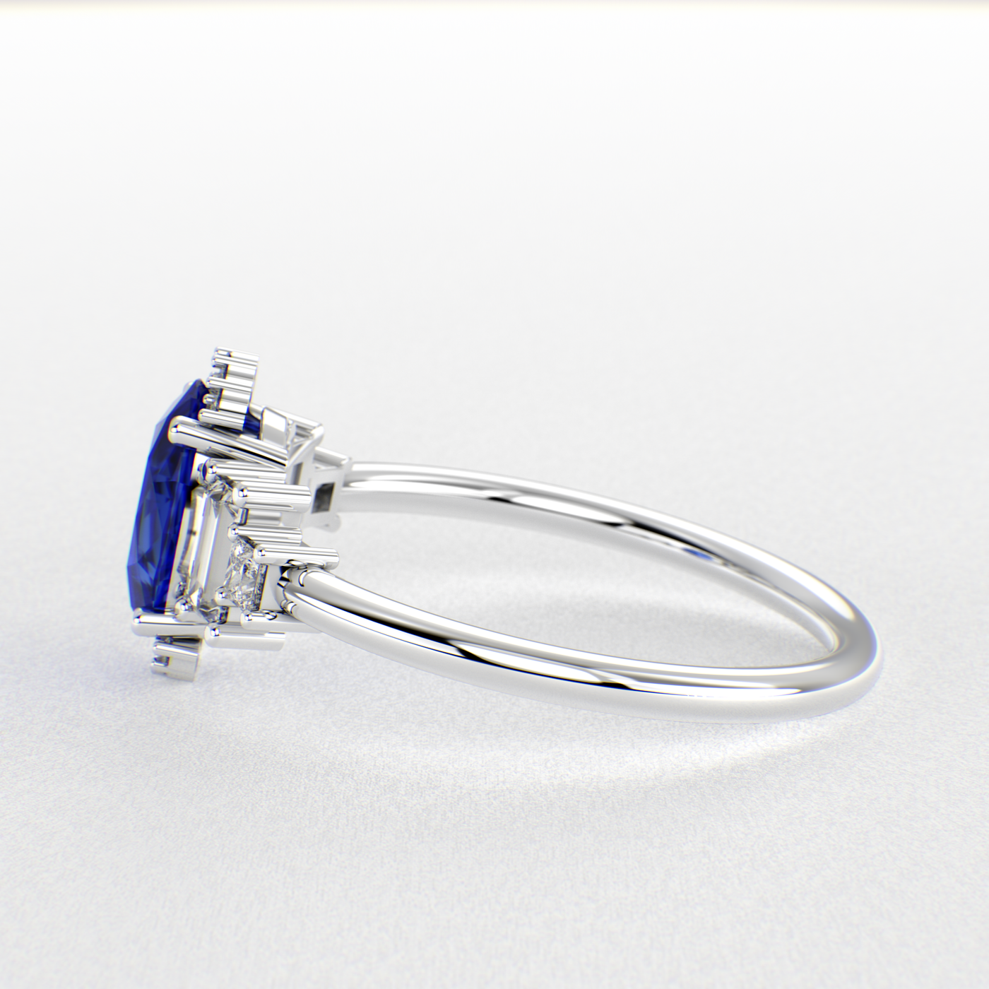 Blue Sapphire Magic: Oval, Baguette, and Princess Cut Diamonds in Perfect Harmony