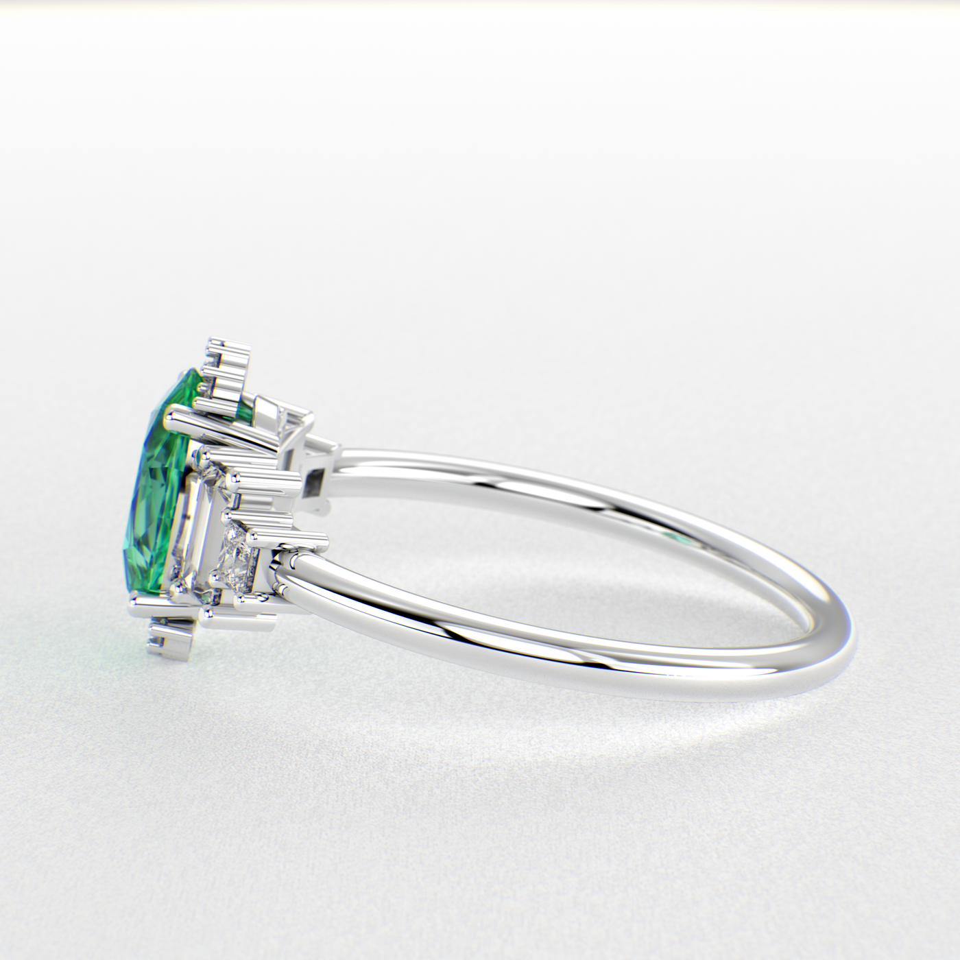 Green Emerald Magic: Oval, Baguette, and Princess Cut Diamonds in Perfect Harmony