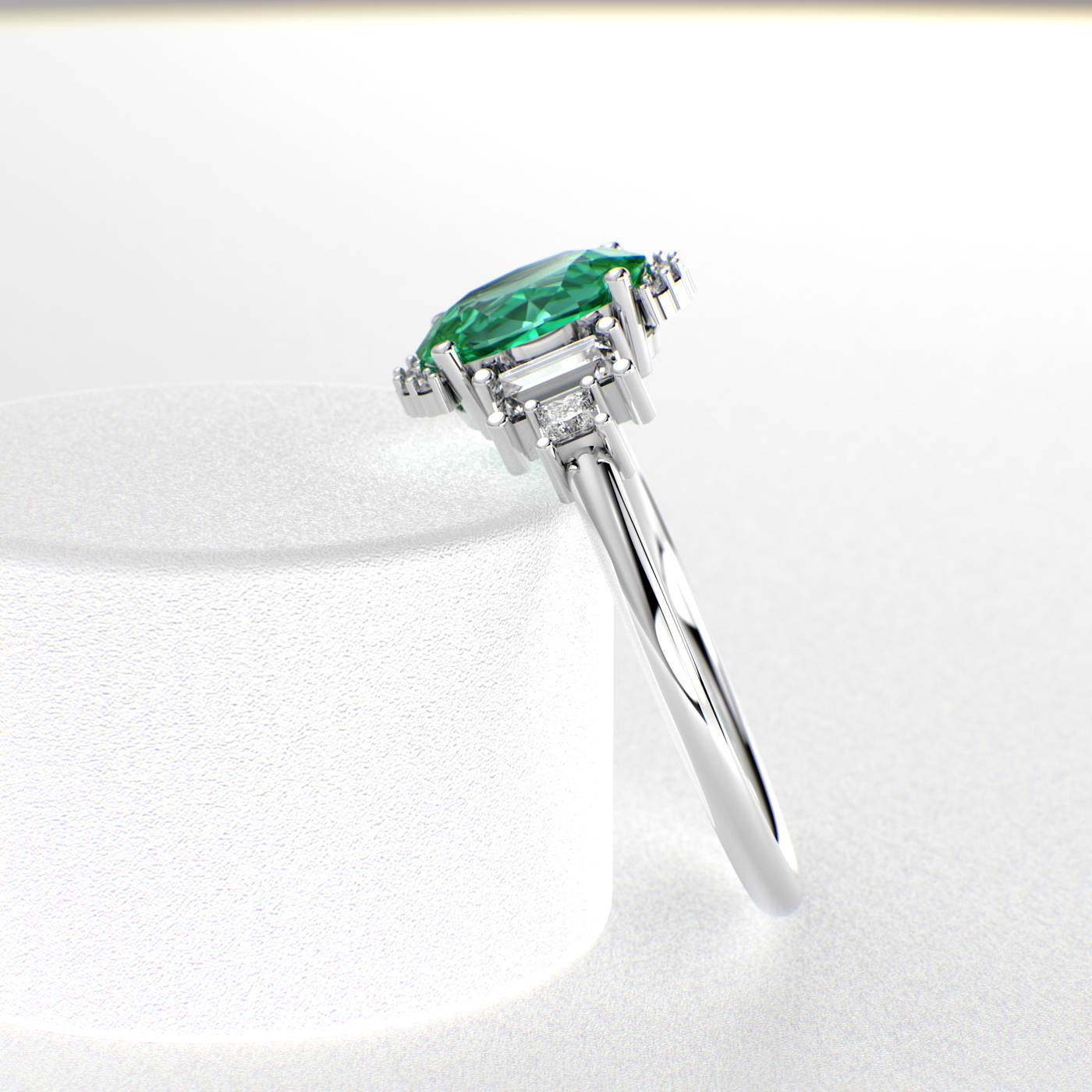 Green Emerald Magic: Oval, Baguette, and Princess Cut Diamonds in Perfect Harmony