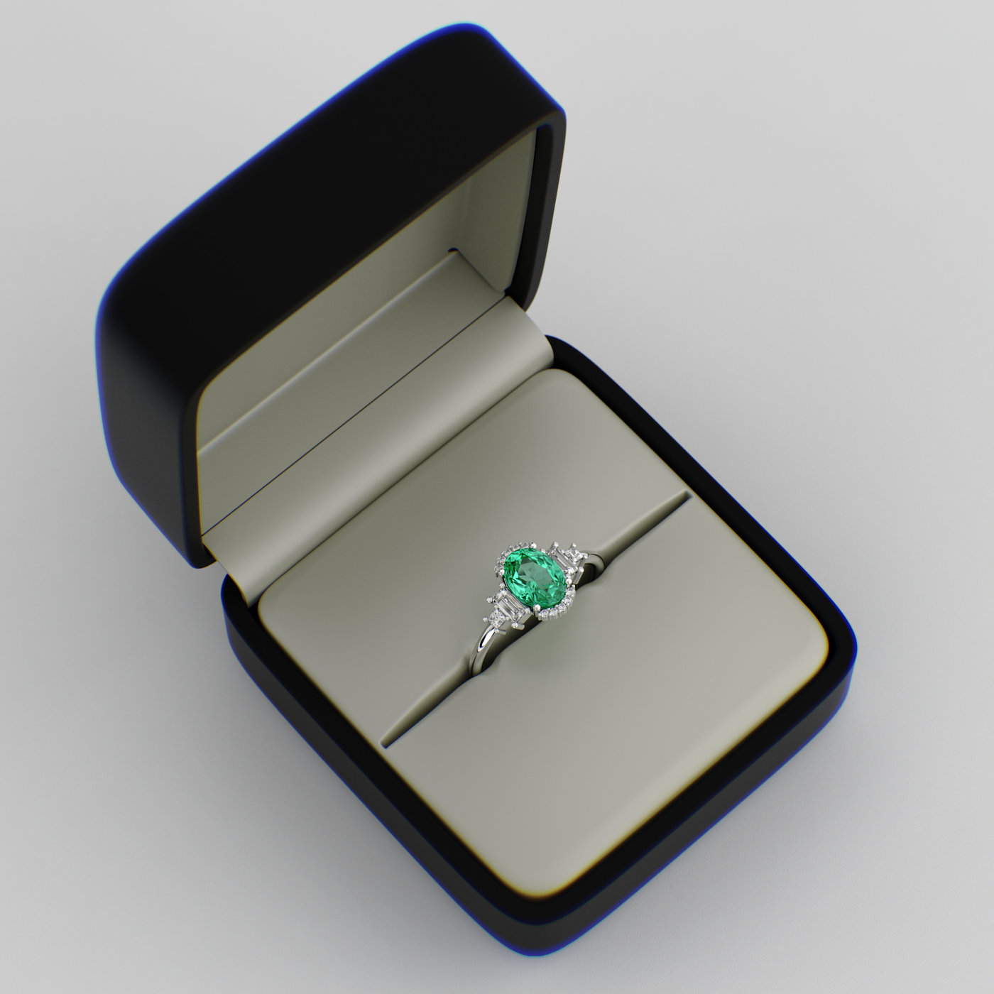 Green Emerald Magic: Oval, Baguette, and Princess Cut Diamonds in Perfect Harmony