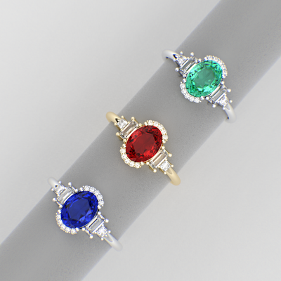 Red Ruby Magic: Oval, Baguette, and Princess Cut Diamonds in Perfect Harmony