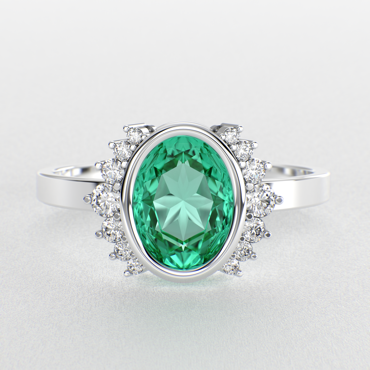 Green Emerald Royalty: Paired with Round Brilliance and Oval Elegance