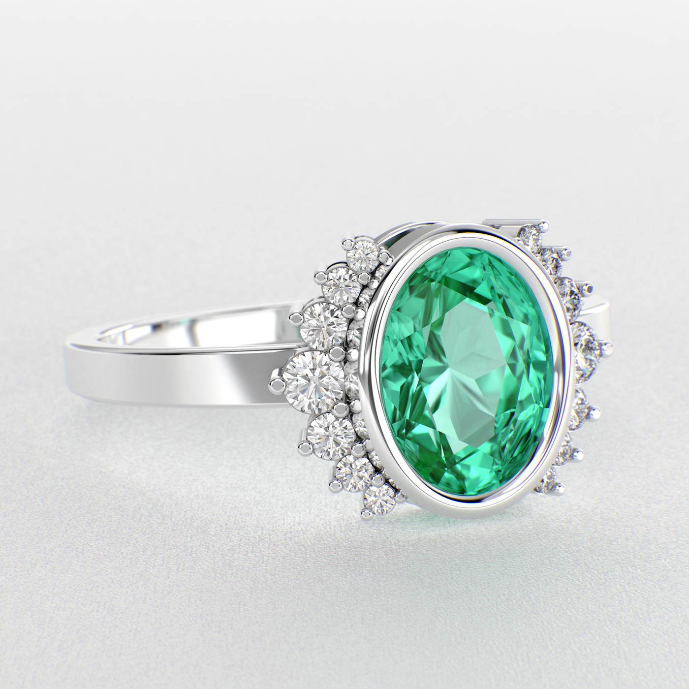 Green Emerald Royalty: Paired with Round Brilliance and Oval Elegance