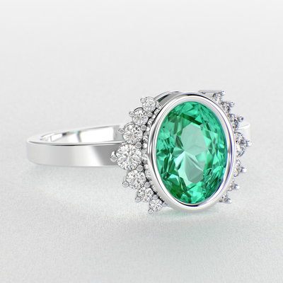 Green Emerald Royalty: Paired with Round Brilliance and Oval Elegance