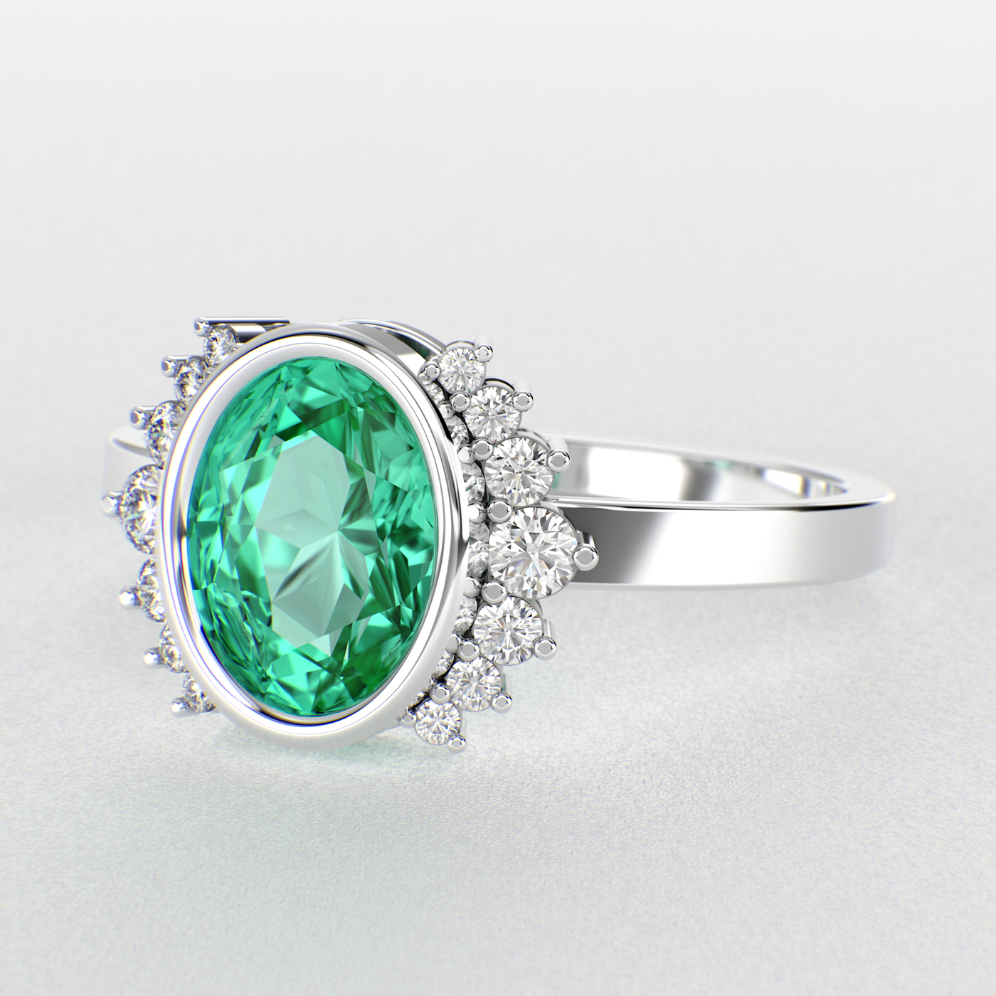 Green Emerald Royalty: Paired with Round Brilliance and Oval Elegance