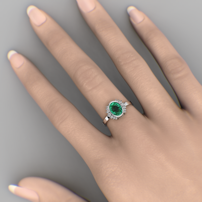 Green Emerald Royalty: Paired with Round Brilliance and Oval Elegance