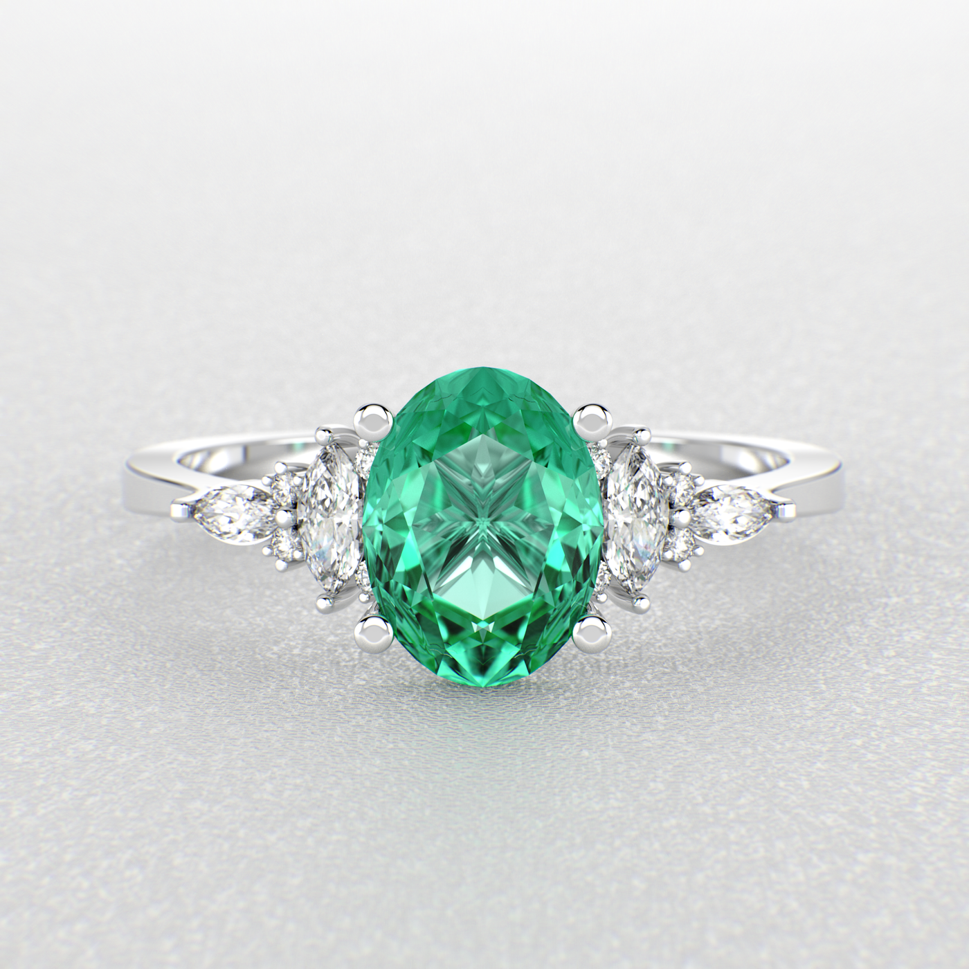 The Royal Blend: Green Emerald and Oval, Marquise, and Round Diamonds