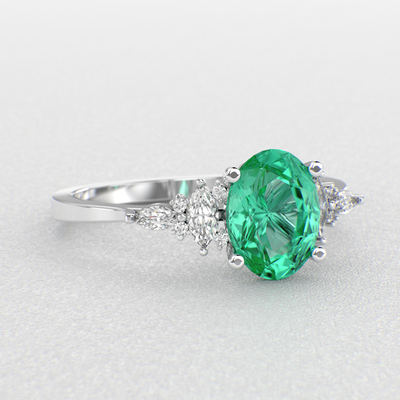 The Royal Blend: Green Emerald and Oval, Marquise, and Round Diamonds