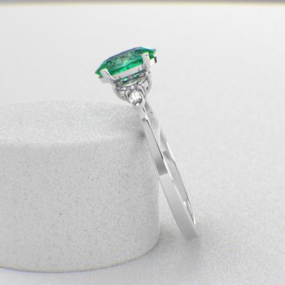 The Royal Blend: Green Emerald and Oval, Marquise, and Round Diamonds