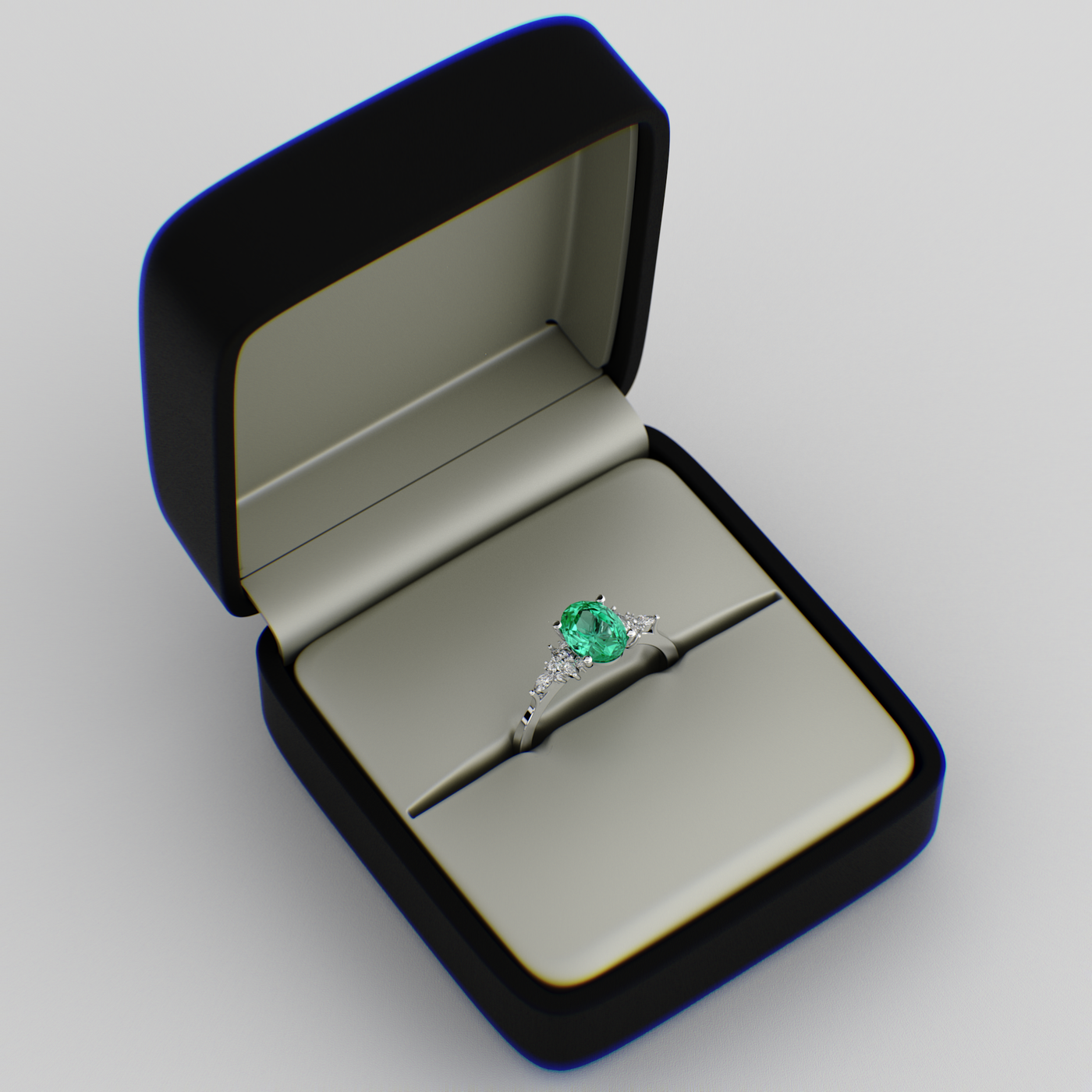 The Royal Blend: Green Emerald and Oval, Marquise, and Round Diamonds