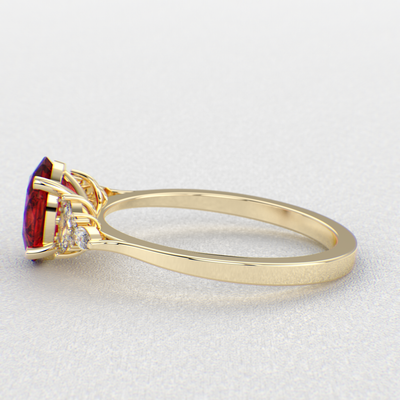 The Royal Blend: Red Ruby and Oval, Marquise, and Round Diamonds