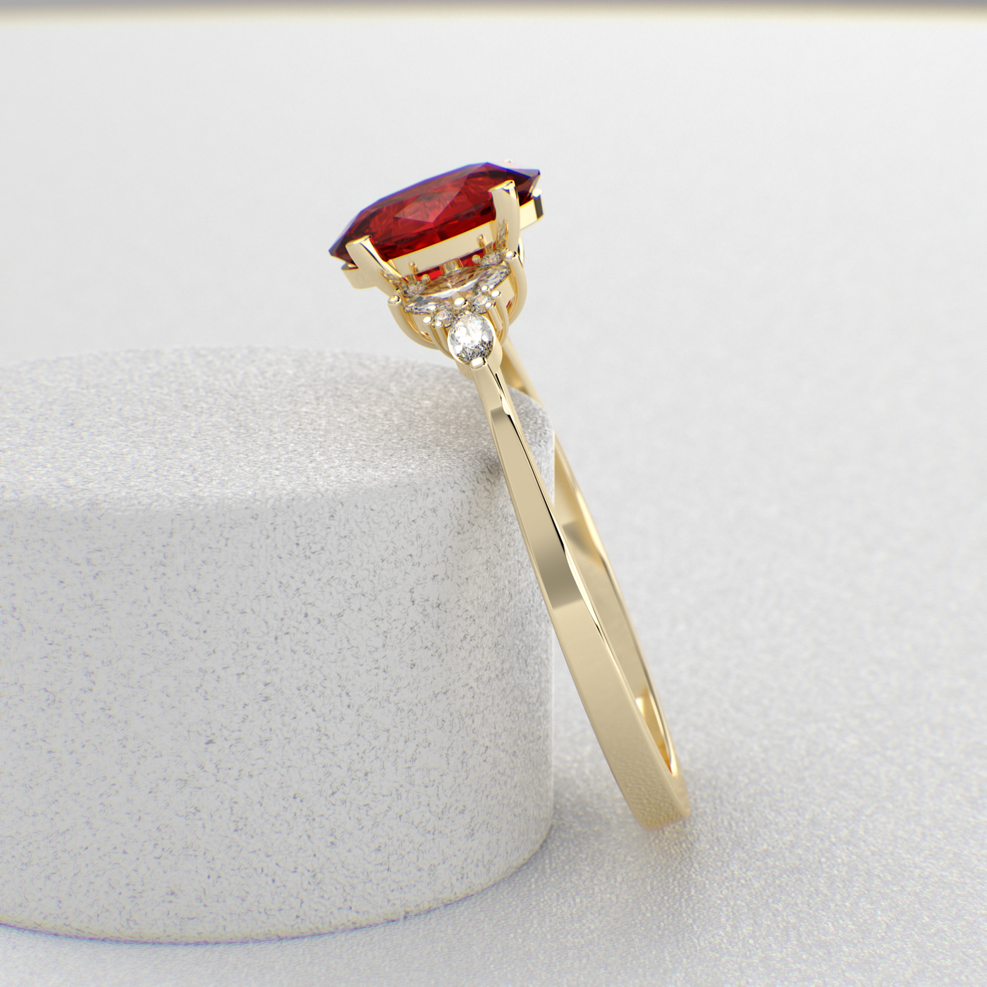 The Royal Blend: Red Ruby and Oval, Marquise, and Round Diamonds