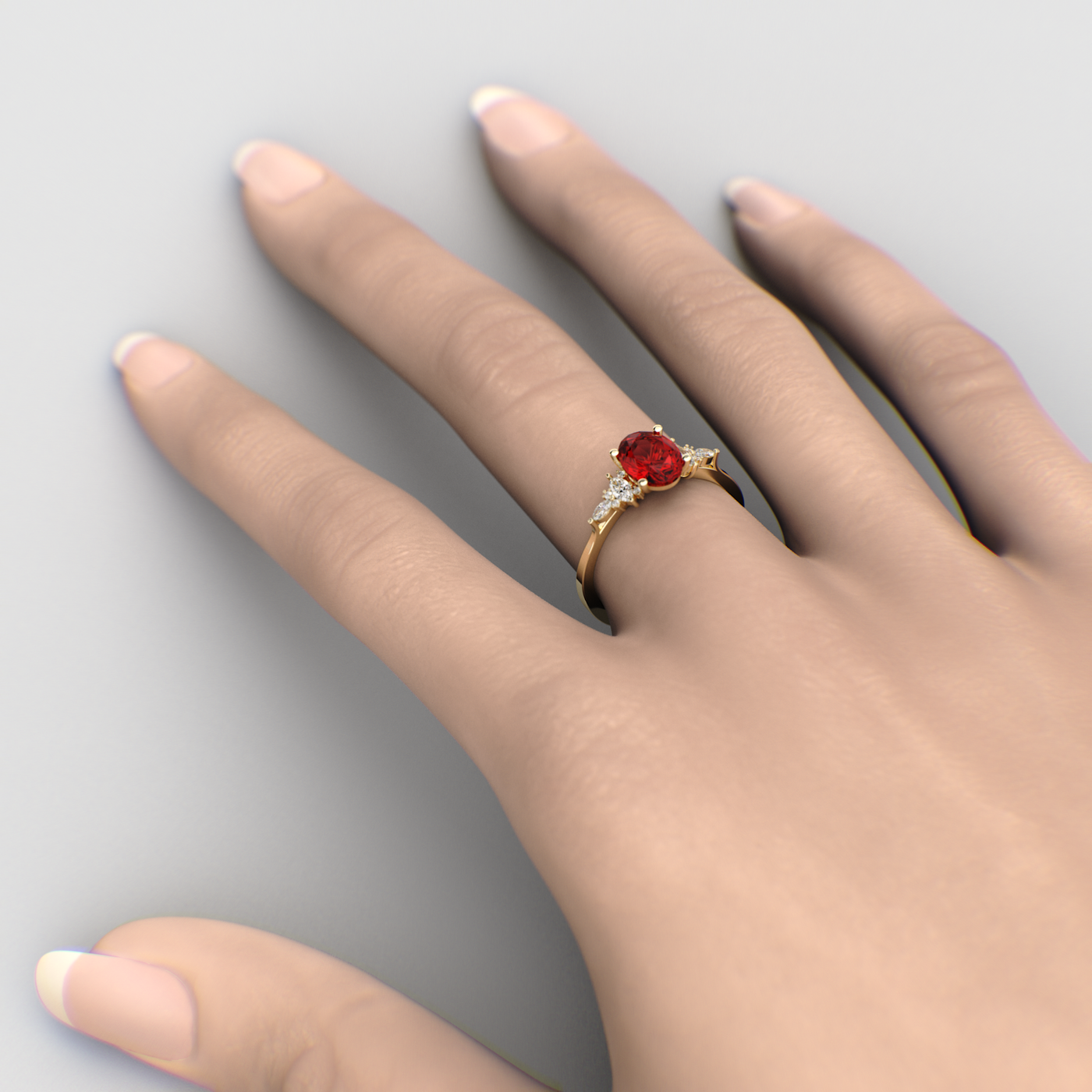 The Royal Blend: Red Ruby and Oval, Marquise, and Round Diamonds