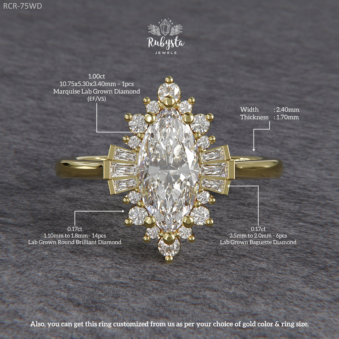Marquise Sunburst Lab-Grown Diamond Engagement Ring