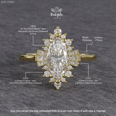 Marquise Sunburst Lab-Grown Diamond Engagement Ring