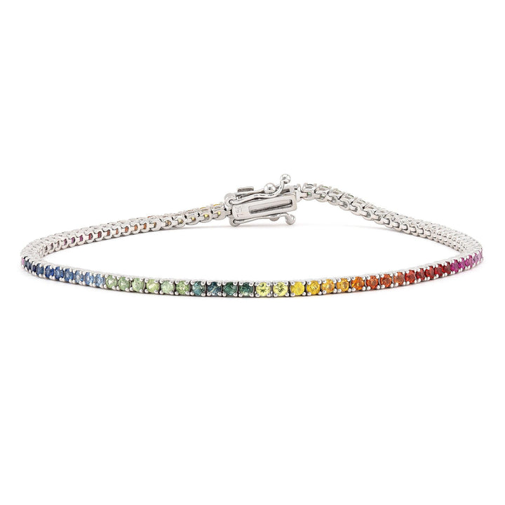 Natural rainbow sapphire byzantine chain bracelet Men's bracelet Women's bracelet - Rubysta