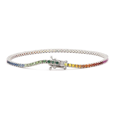 Natural rainbow sapphire byzantine chain bracelet Men's bracelet Women's bracelet - Rubysta