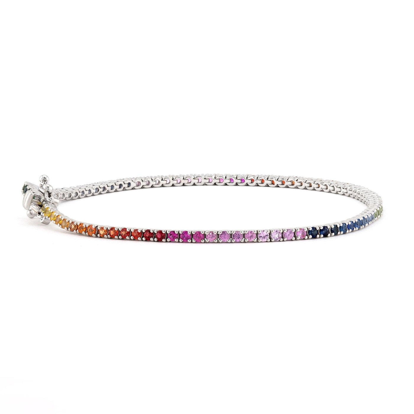 Natural rainbow sapphire byzantine chain bracelet Men's bracelet Women's bracelet