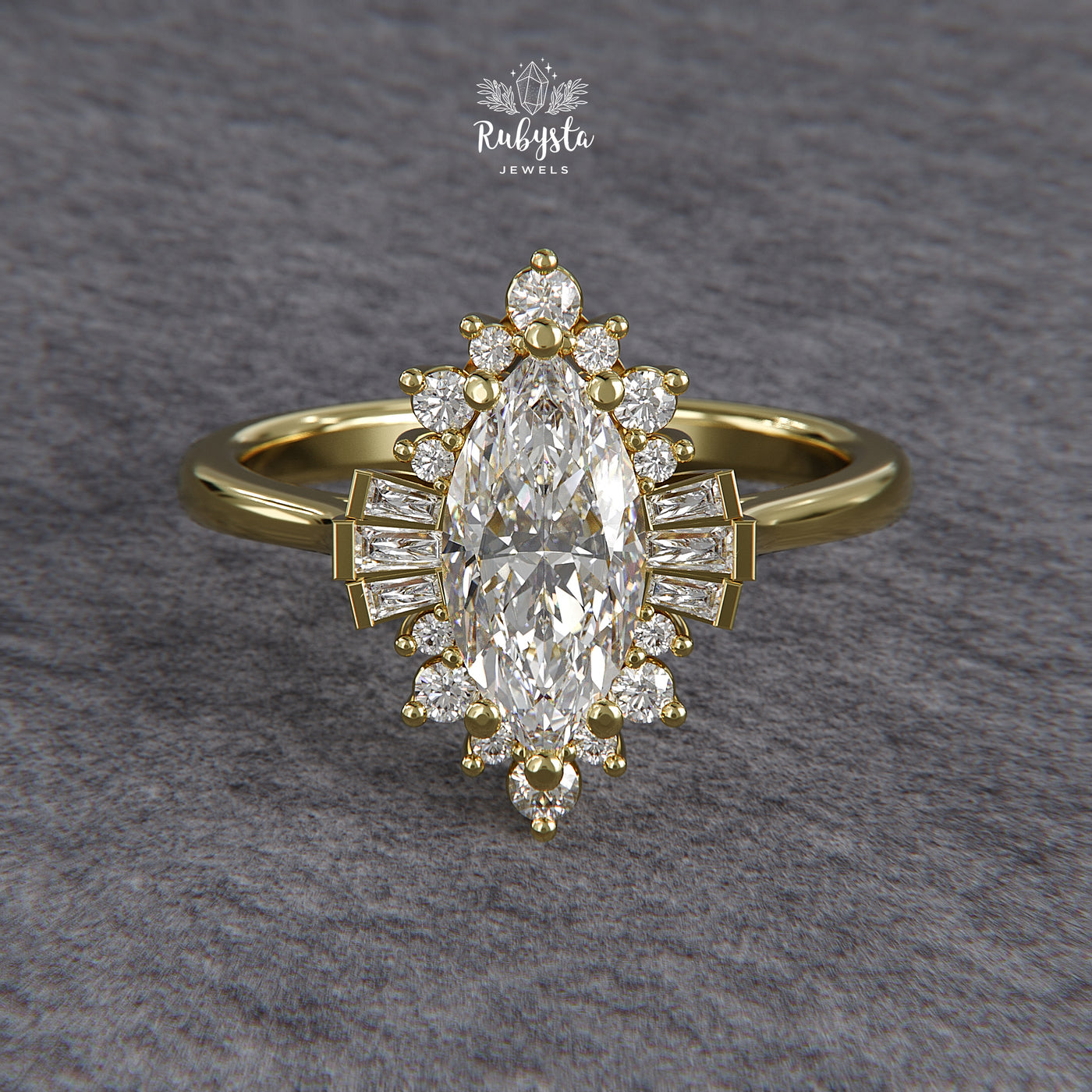 Marquise Sunburst Lab-Grown Diamond Engagement Ring