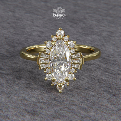 Marquise Sunburst Lab-Grown Diamond Engagement Ring