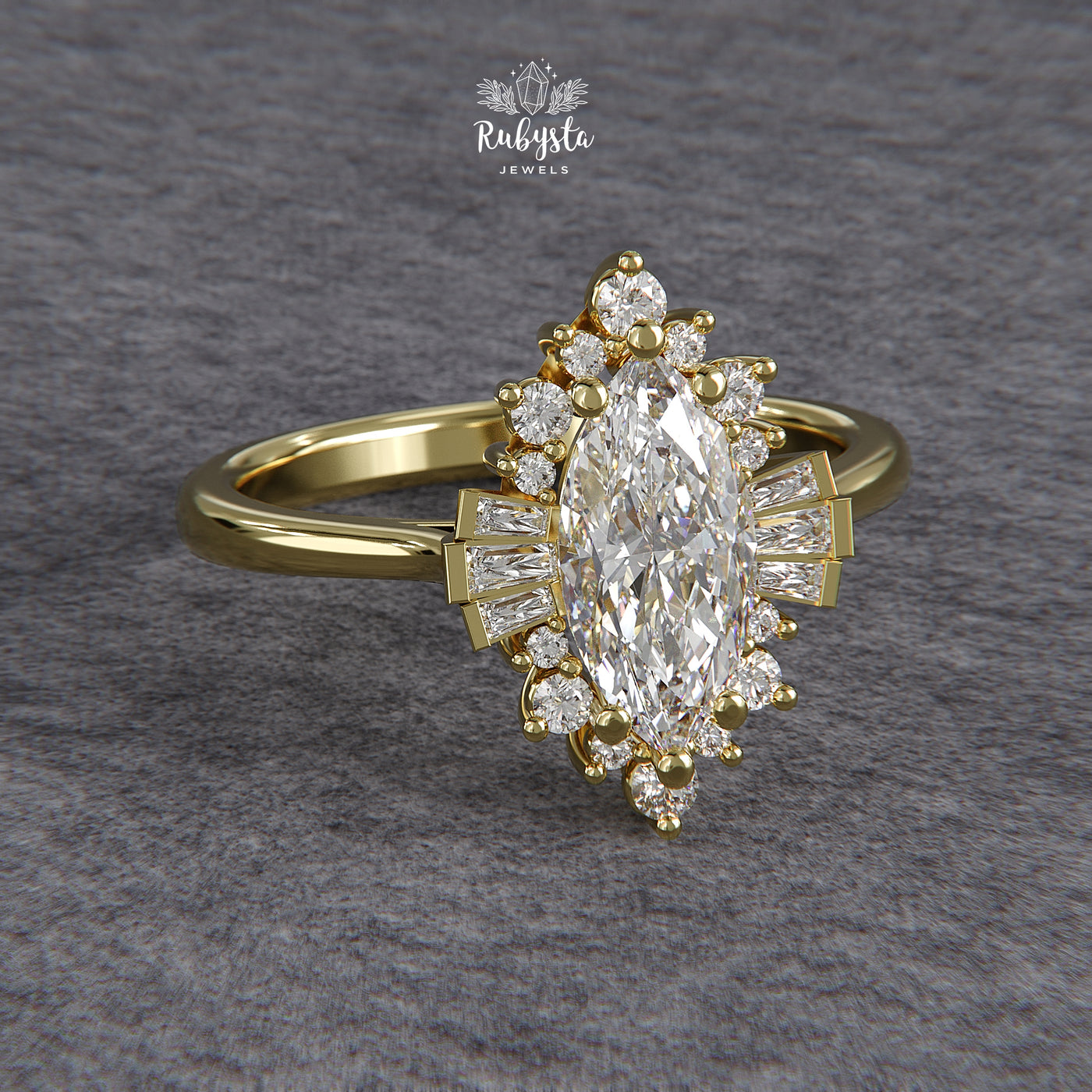 Marquise Sunburst Lab-Grown Diamond Engagement Ring
