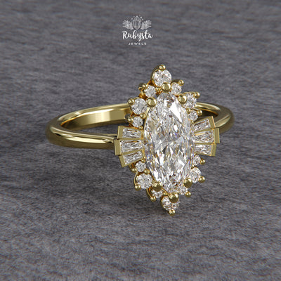 Marquise Sunburst Lab-Grown Diamond Engagement Ring
