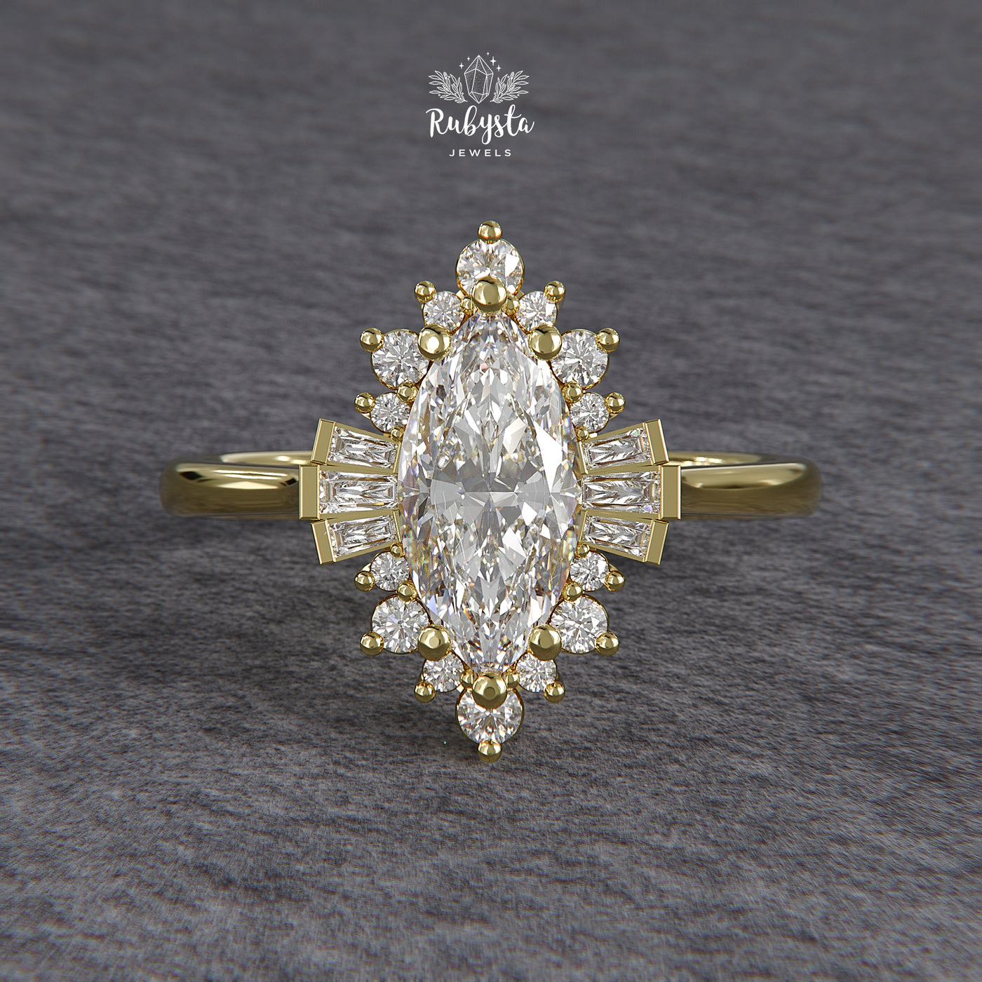 Marquise Sunburst Lab-Grown Diamond Engagement Ring