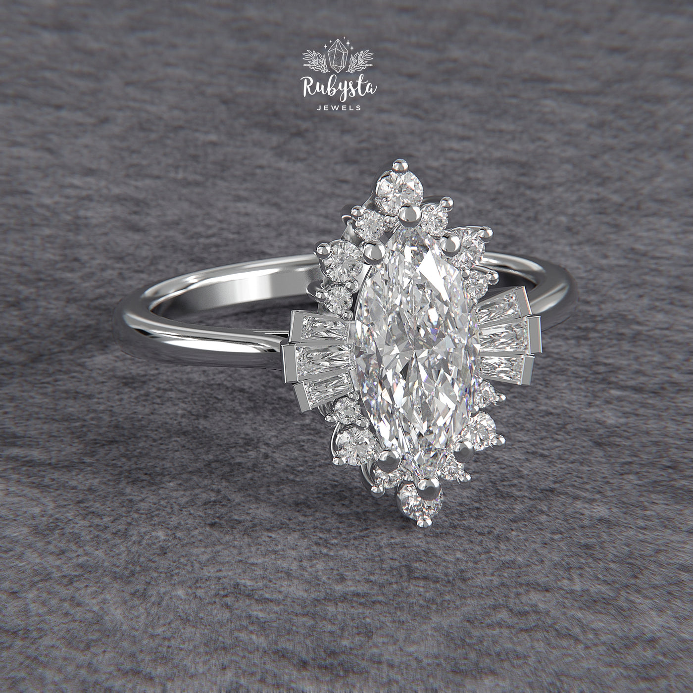 Marquise Sunburst Lab-Grown Diamond Engagement Ring
