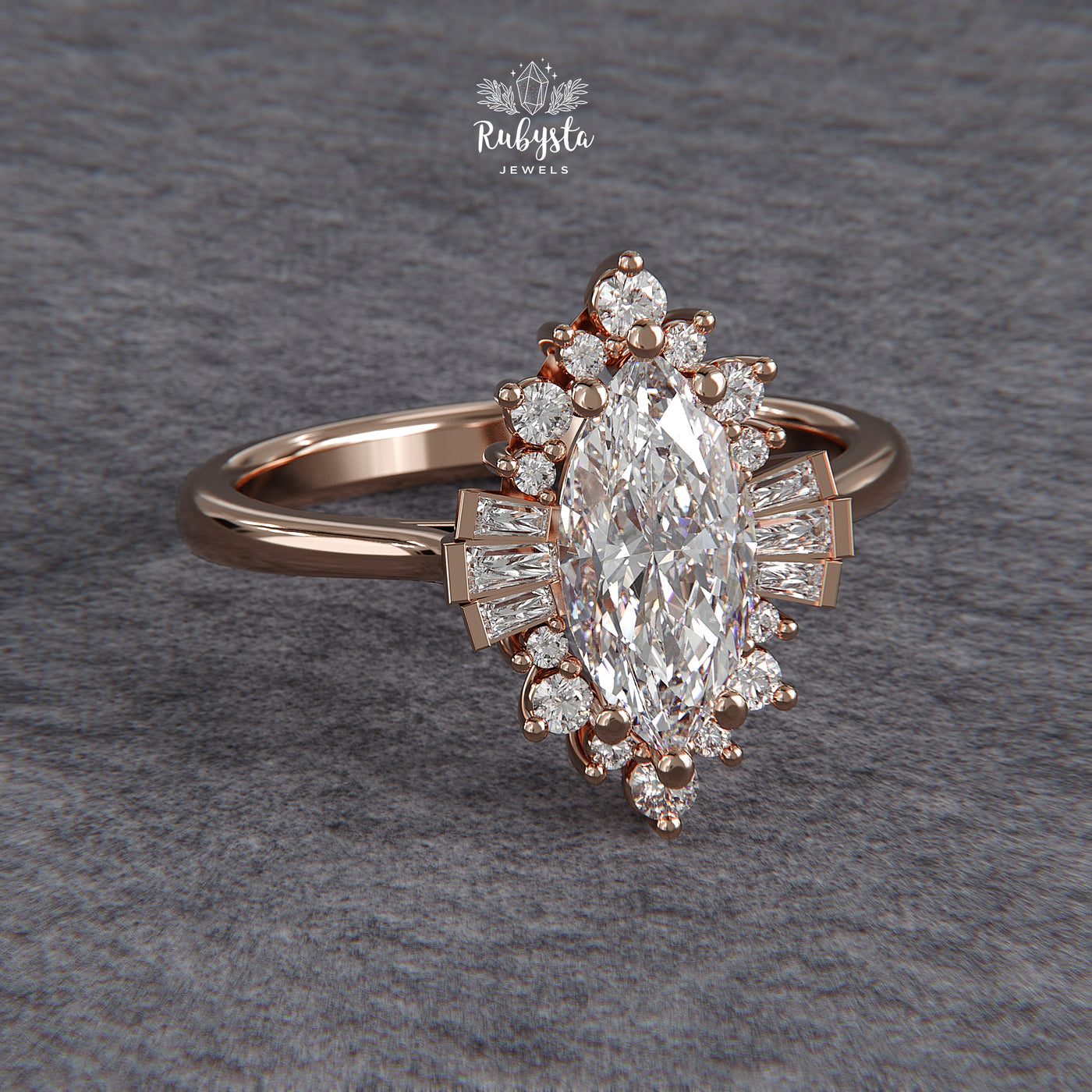 Marquise Sunburst Lab-Grown Diamond Engagement Ring