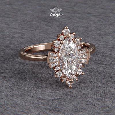 Marquise Sunburst Lab-Grown Diamond Engagement Ring