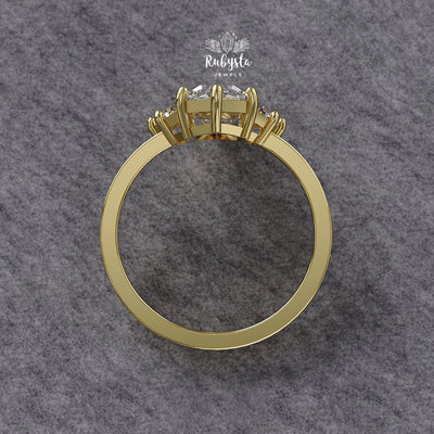 Hexagon Three-Stone Lab Diamond Engagement Ring in Yellow Gold