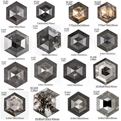 Hexagon Diamond Ring | Hexagon Salt and Pepper Diamond Engagement Ring - Rubysta