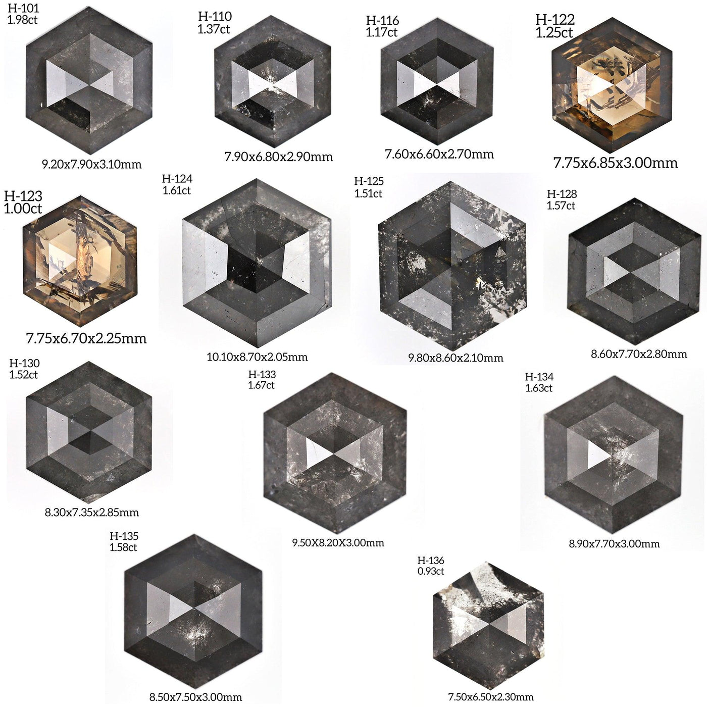 H136 - Salt and pepper hexagon diamond