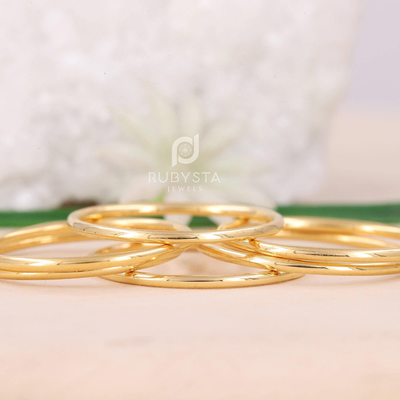 Solid yellow gold stacking band Stackable ring 14K Gold ring White gold ring Wedding ring - Rubysta
