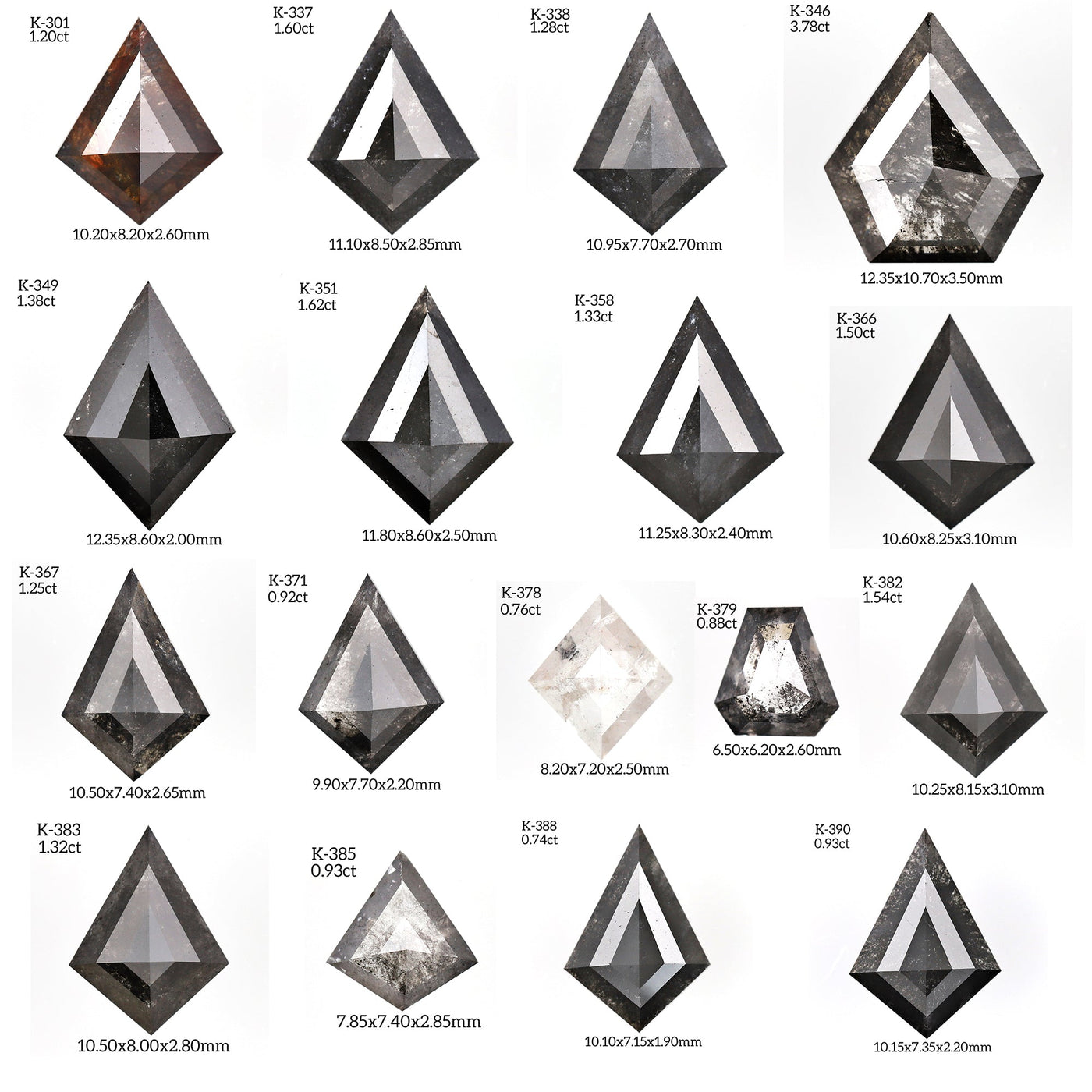 K422 - Salt and pepper kite diamond