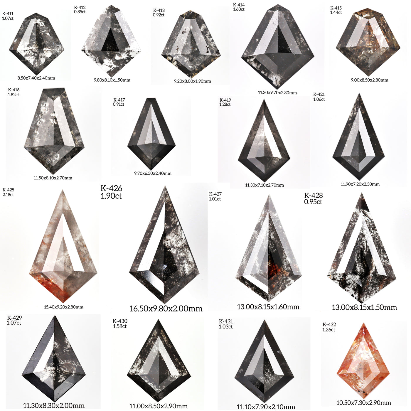 K432 - Salt and pepper kite diamond