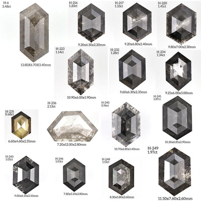 Salt and Pepper diamond Ring | Hexagon Diamond Ring - Rubysta