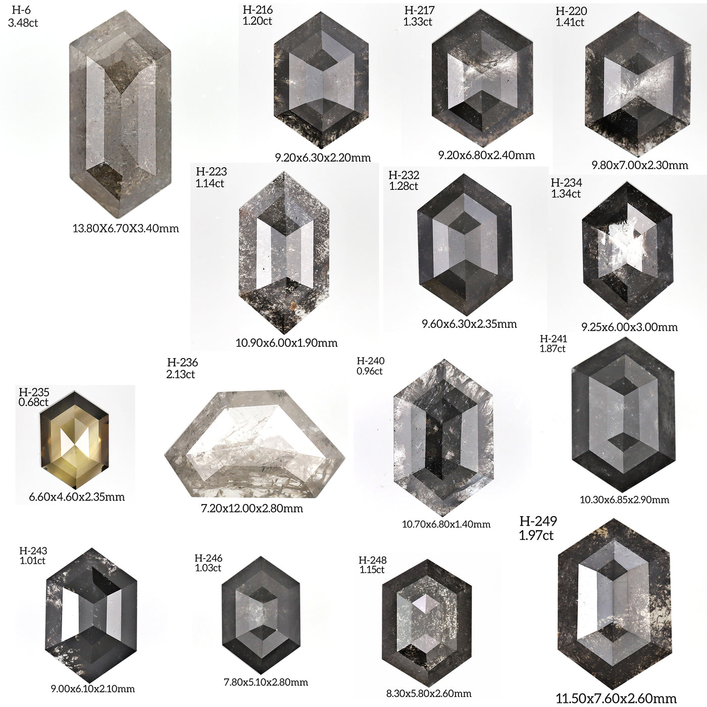 Hexagon Diamond Ring | Hexagon Salt and Pepper Diamond Engagement Ring