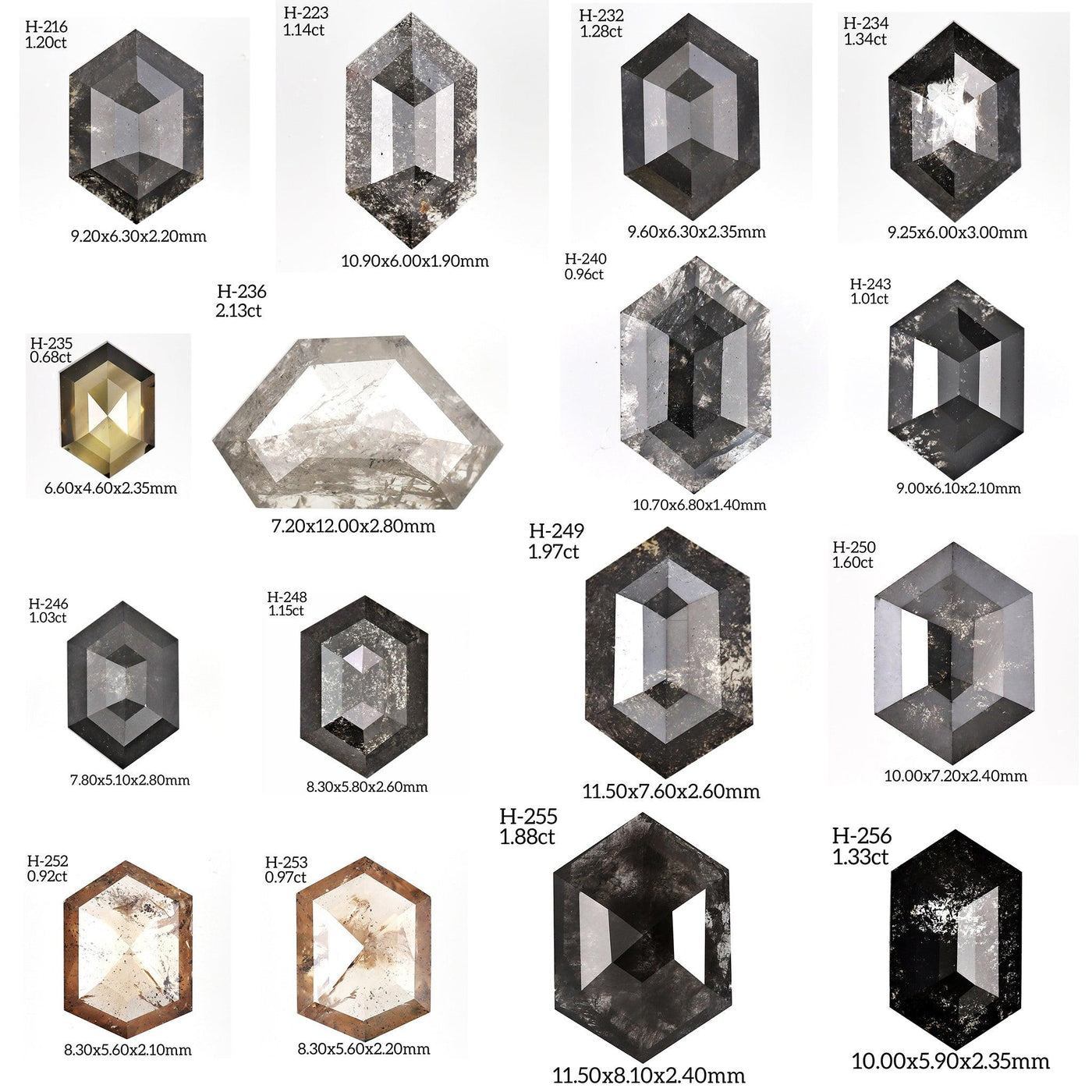H147 - Salt and pepper hexagon diamond
