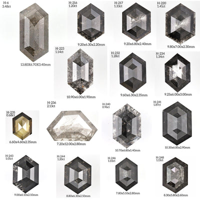 H251 - Salt and pepper hexagon diamond - Rubysta