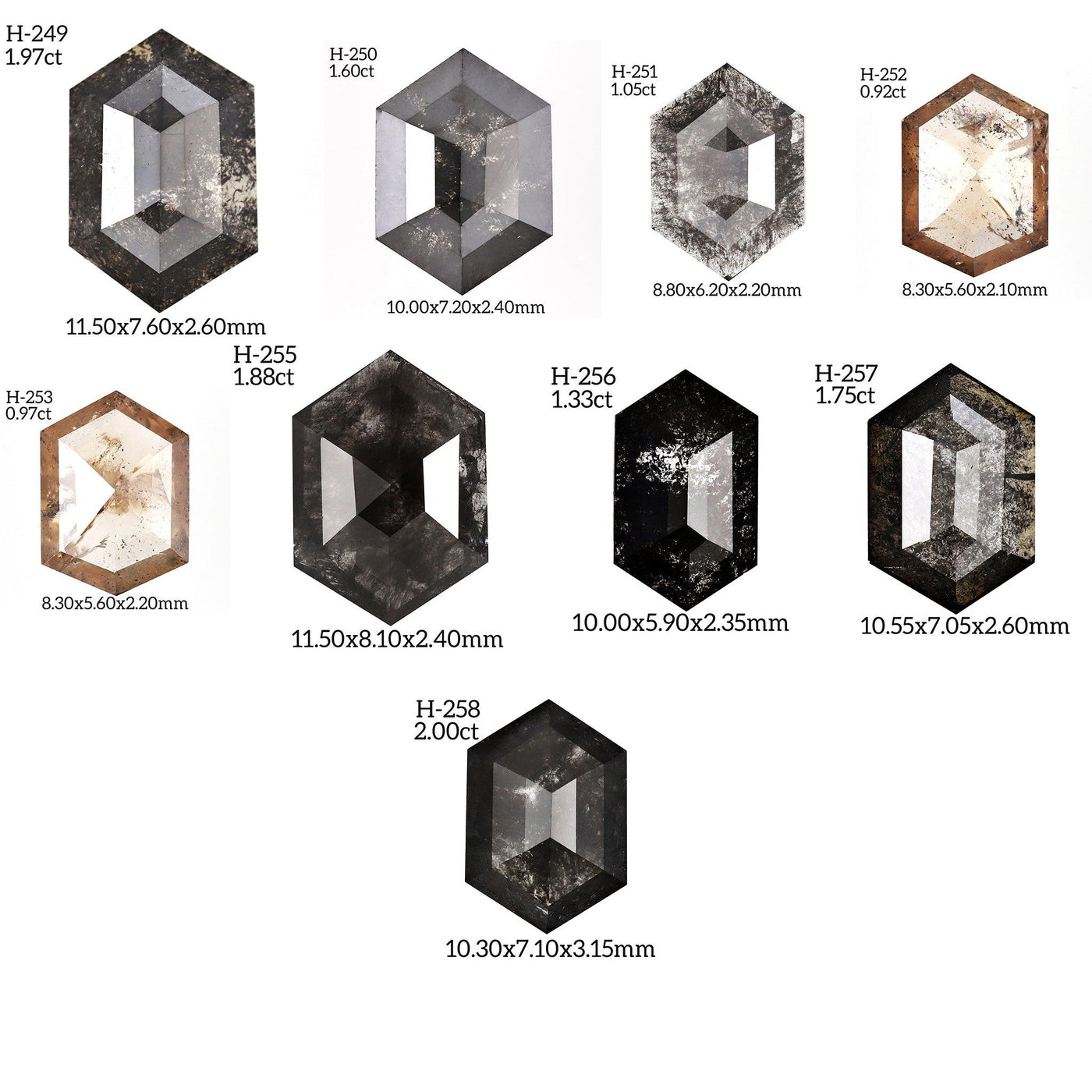 H258 - Salt and pepper hexagon diamond