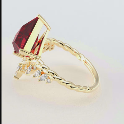 Red Ruby Kite Shape Ring | A Stunning Choice for Engagement or Romance