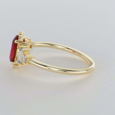 Red Ruby Magic: Oval, Baguette, and Princess Cut Diamonds in Perfect Harmony