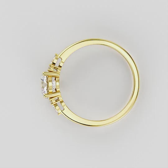 1.00CT Lab grown round cut ring, Round claw ring, Statement ring