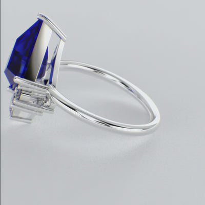 Blue Sapphire Kite-Shaped Ring | Perfect Engagement or Valentine’s Gift for Her