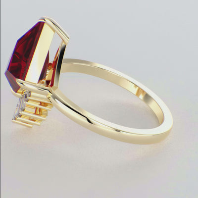 Red Ruby Kite Shape Symphony: A Perfect Mix of Princess, Baguette, and Marquise Shapes