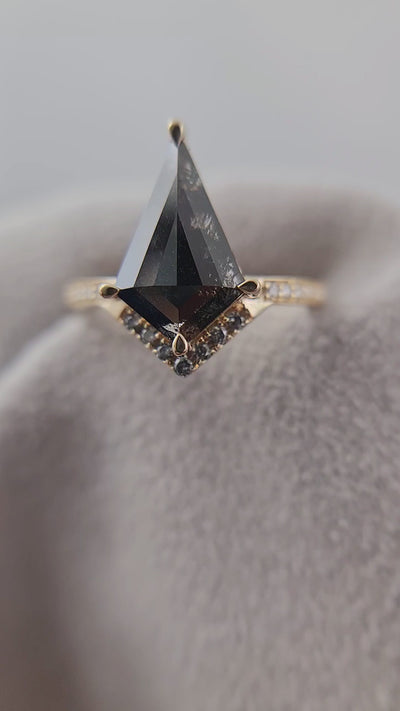 Salt and pepper kite diamond Ring Engagement ring Natural diamond ring