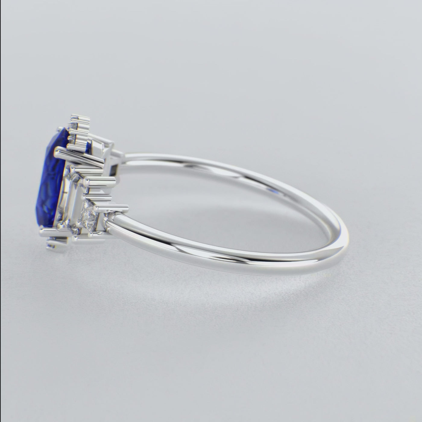 Blue Sapphire Magic: Oval, Baguette, and Princess Cut Diamonds in Perfect Harmony