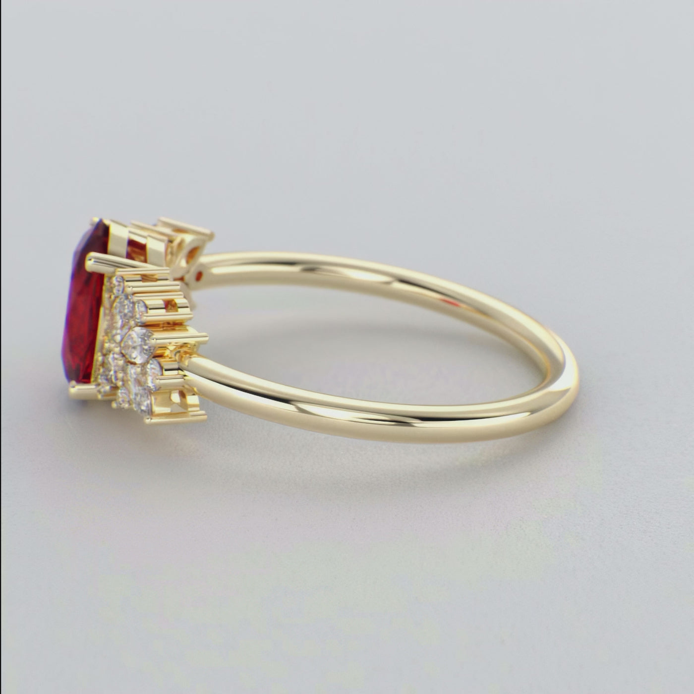 Red Ruby Magic: Oval, Round, and Marquise Diamonds in Perfect Harmony