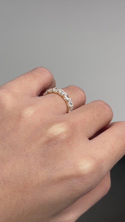 2.37ct Lab Grown Radiant Cut Diamond Eternity Ring | Round Prong Setting | Custom Yellow Gold Band